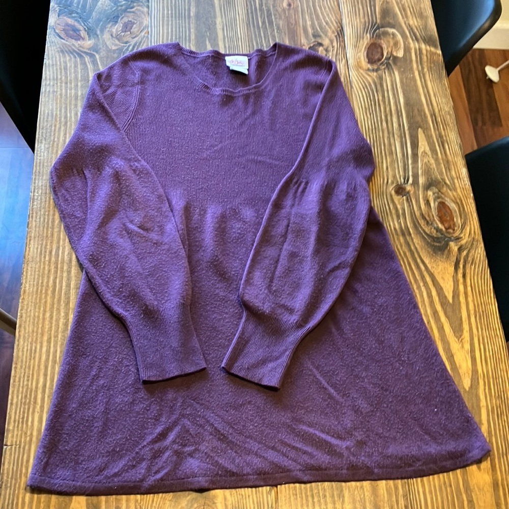 Oh Baby purple baby-doll style maternity sweater with bubble sleeve